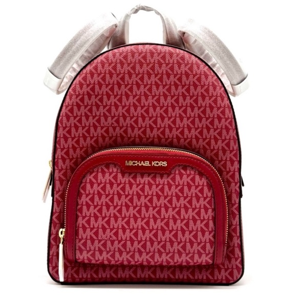 Michael Kors Jaycee Medium Signature Logo Backpack Cherry main image 8